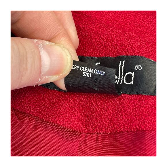 Rafaella Jacket Women's 12 Red 100% Wool Half-Button Open Front Long Sleeve - Picture 9 of 9